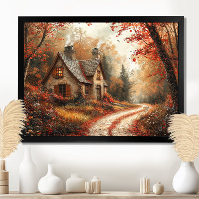 «Cottage in the Autumn Woods II» - campagne, art mural