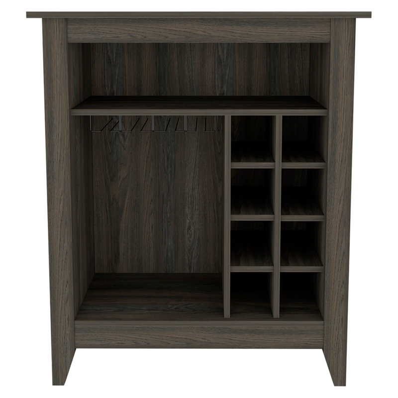 6-Bottle 1-Drawer 1-Shelf Bar Cabinet, Brown