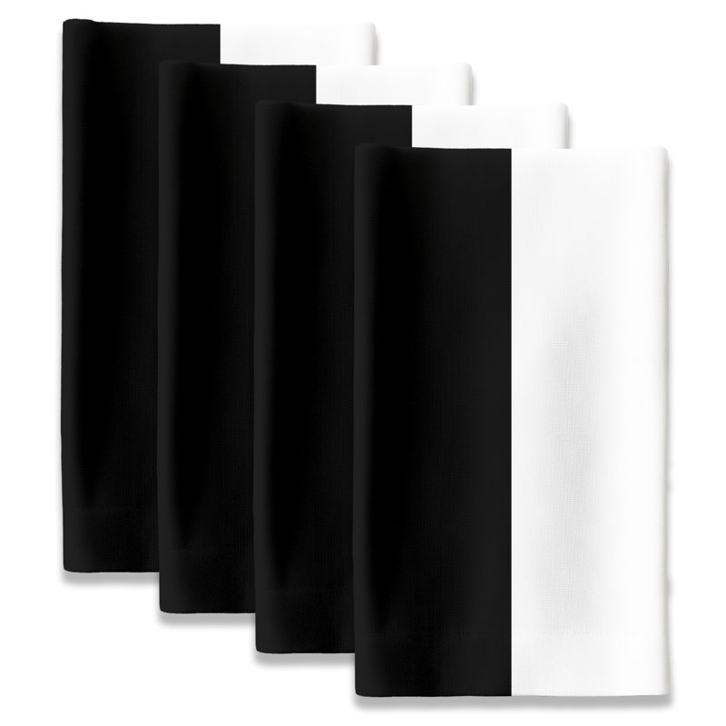Cabana Polyester Striped Square Napkin, Black