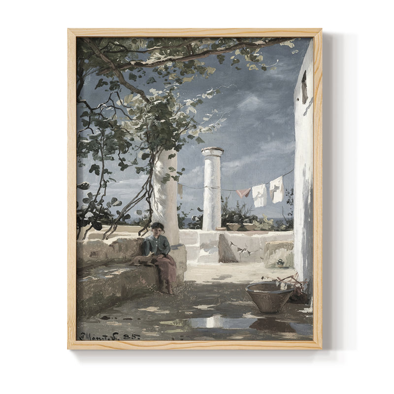 «Vintage Landscape Cxxi», reproduction encadrée - bois massif, H 21 po x l 17 po, Naturel