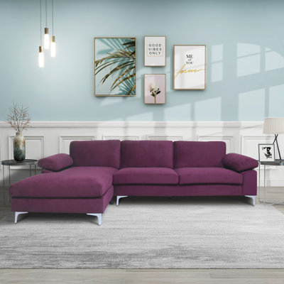 Ivy Bronx Briseno 2 - Piece Velvet Upholstered Sofa & Chaise Sectional ...