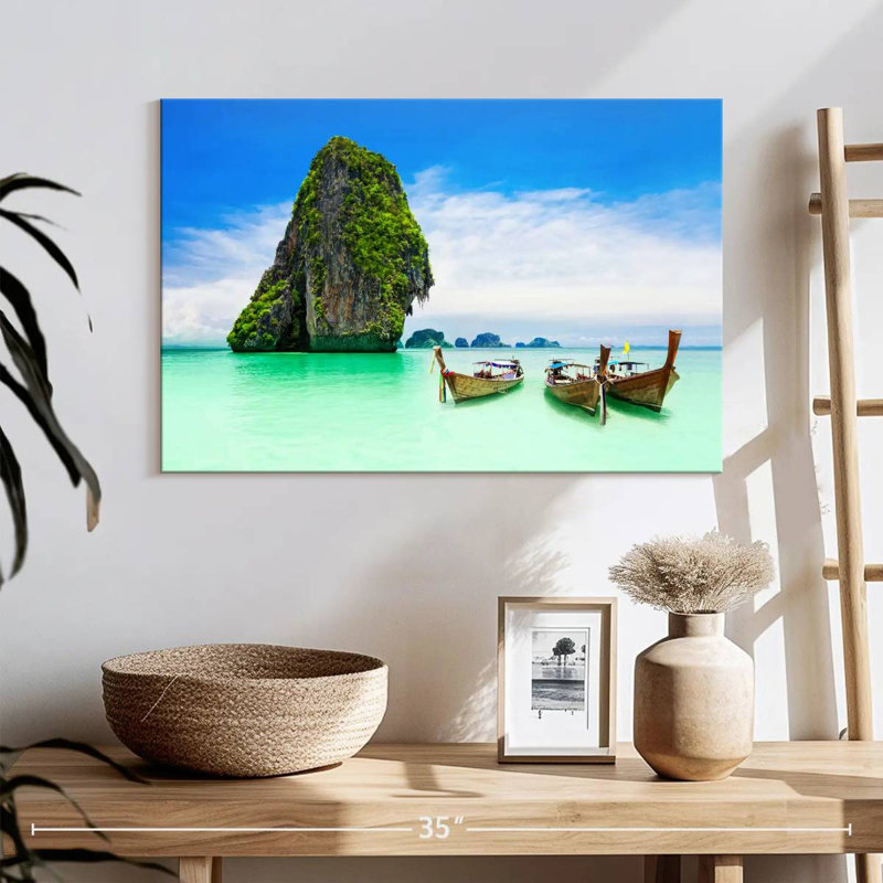 Bateaux Mehar à l'île de Krabi, H 16 po x l 24 po