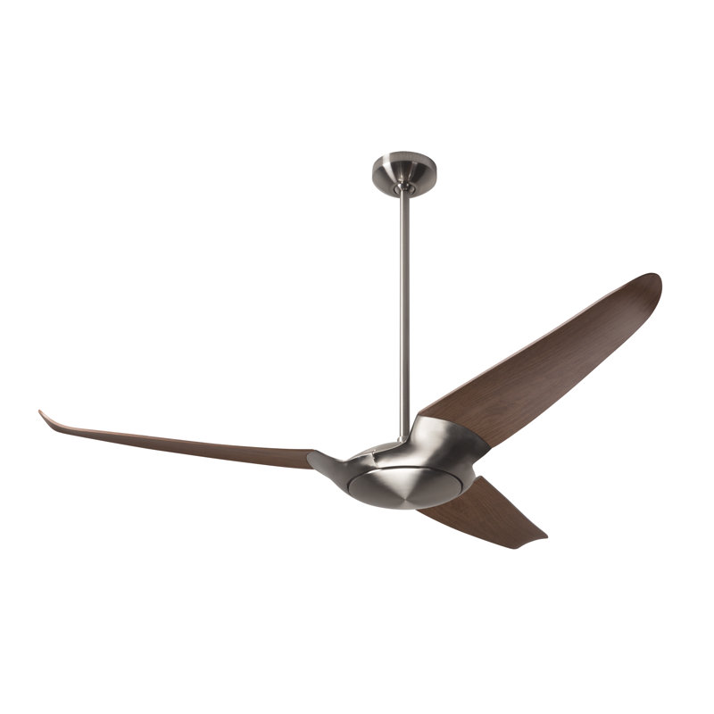IC Air Downrod Ceiling Fan, Mahogany, Bright Nickel, Wall Control
