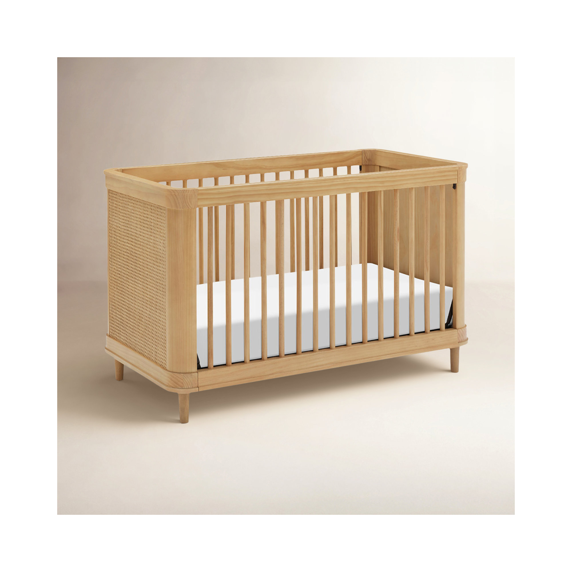 Marin with Cane 3-in-1 Convertible Crib, Honey/Honey Cane