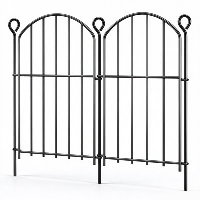 Foldable Fence 10ft L x 17in H Black Metal No-Dig Stake-In Garden Border Animal Barrier for Dogs Rabbits 10(-Pack)