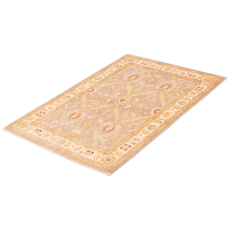 Tapis unique en laine noué à la main gris / beige nouvel âge 4 pi 1 po x 6 pi 1 po Fairbourne