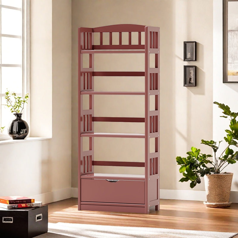Bibliothèque pratique et de haute qualité, (4 tablettes) H 59,8 po x l 23,6 po x P 11,2 po, Rose