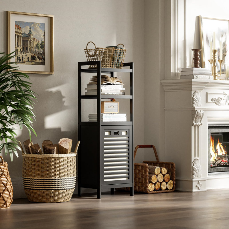 Wood Bathroom Cabinet, Matte Black