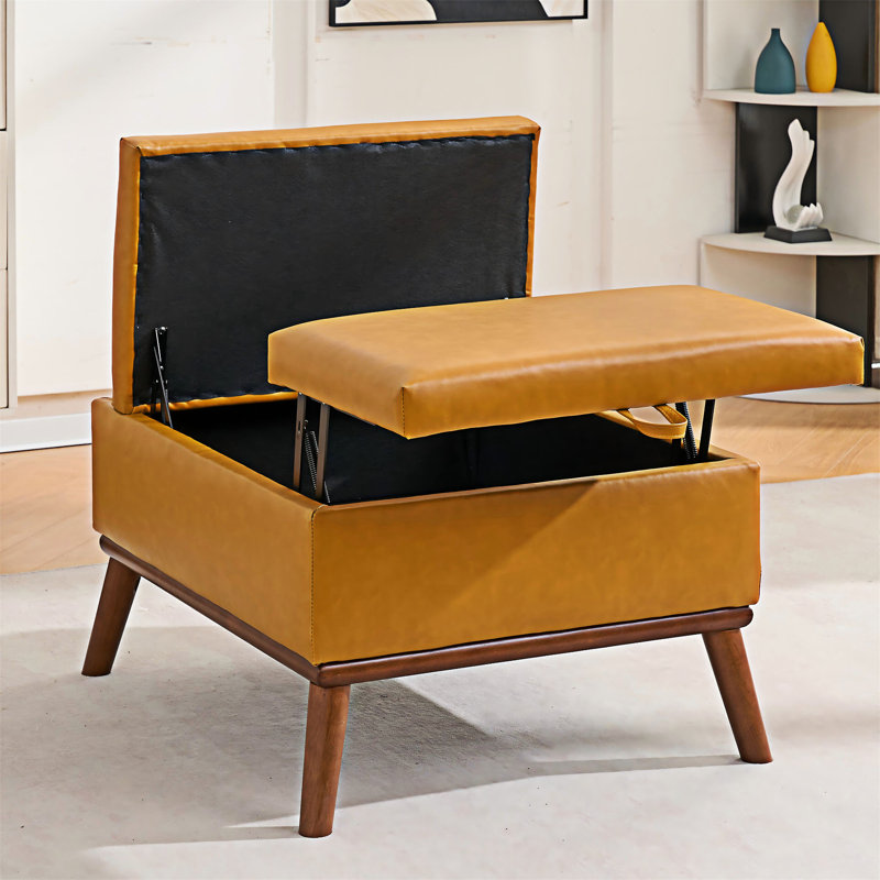 Table basse avec repose-pieds et rangement, Orange / Brun