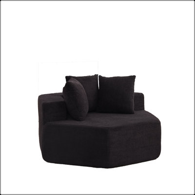 Méridienne modulaire hexagonale avec tissu chenille et 3 coussins