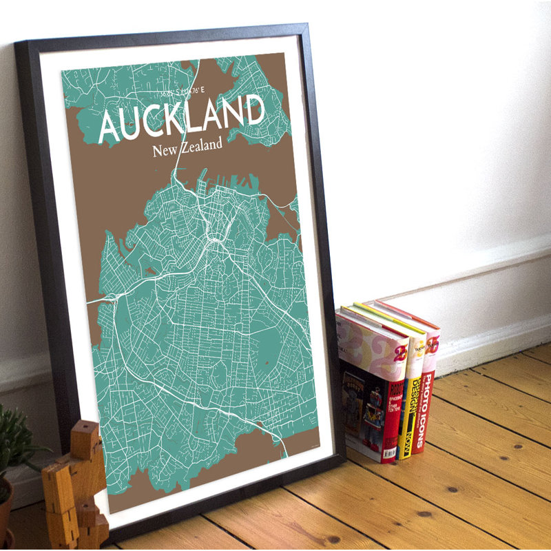 Auckland - No Frame Print, Green/Brown, 43cm H x 28cm W x 0.13cm D