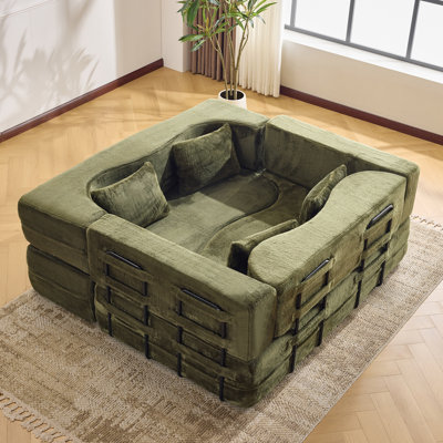 canapé-lit pliant de 3 pouces avec tissu moelleux, mousse haute densité, design moderne pour le salon et la chambre à coucher, vert