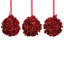 Ornements en forme de boule de Noël incassable à paillettes rouge 3ct 3 "(75mm)