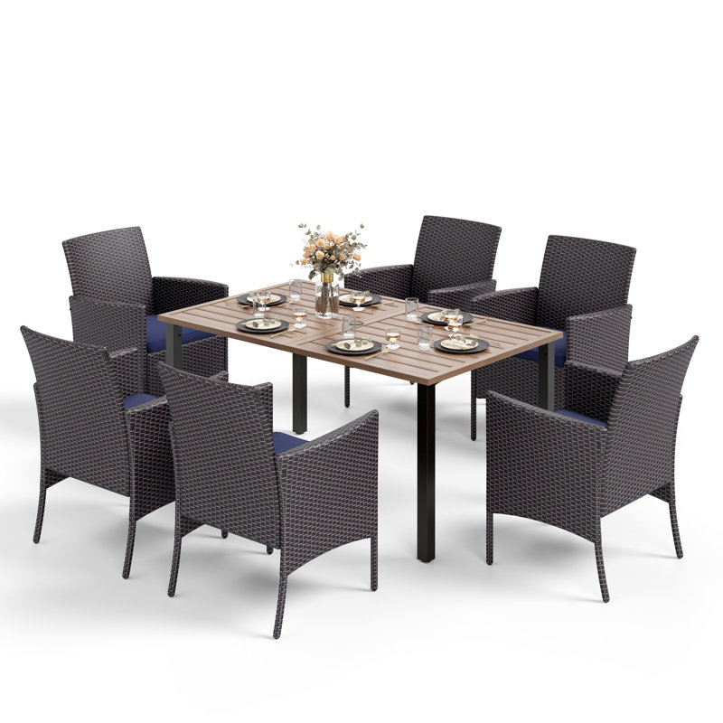 6 - Person Patio Dining Set with Rectangular Table , Cushions Included
