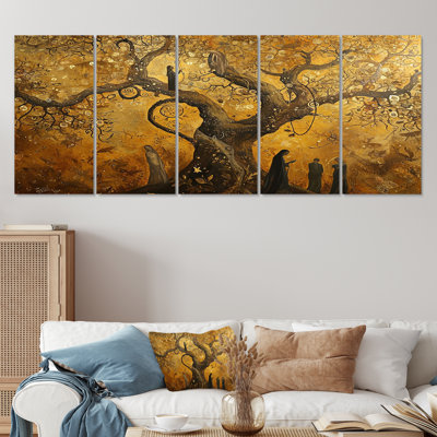 Teachings By The Ancient Tree Vintage - Art mural arbre pour le salon, 5 pièces