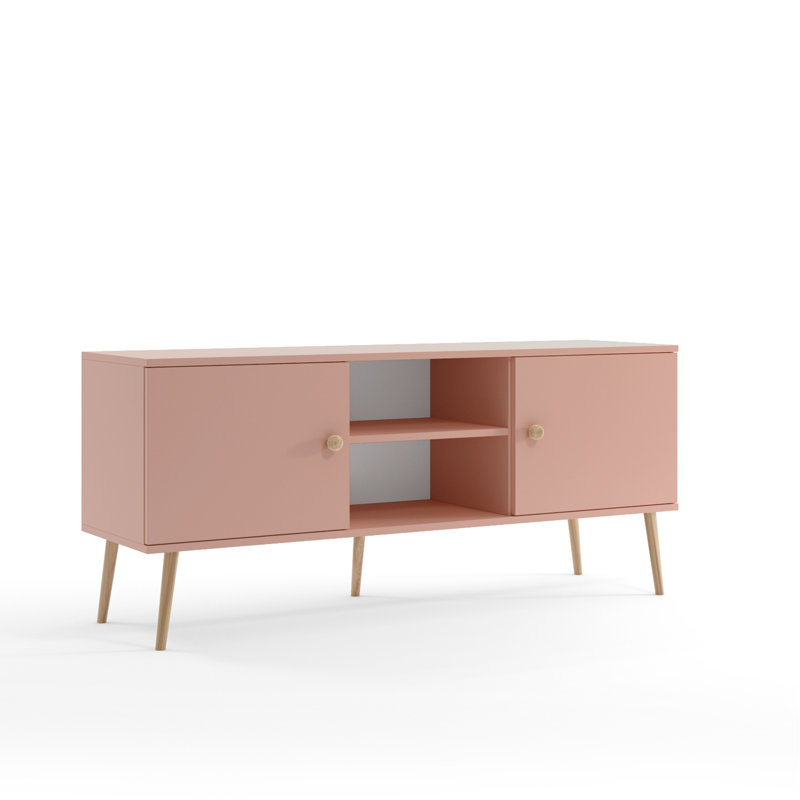 Aafje Unfinished TV Stand for TVs up to 70", Light Pink