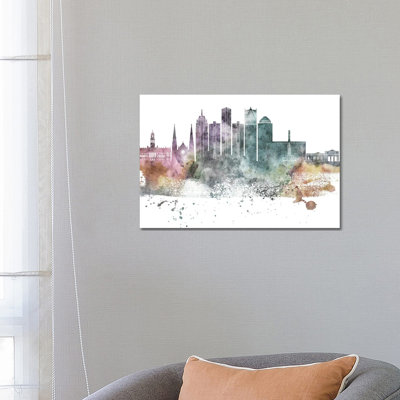 Detroit Pastel Skylines - Wrapped Canvas Print