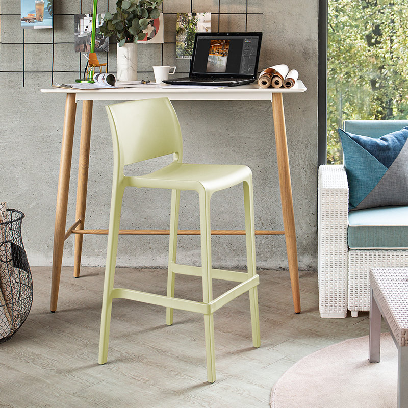 Sensilla Stackable Low Back Stool, Wasabi Green, Bar Stool (29.5” Seat Height)
