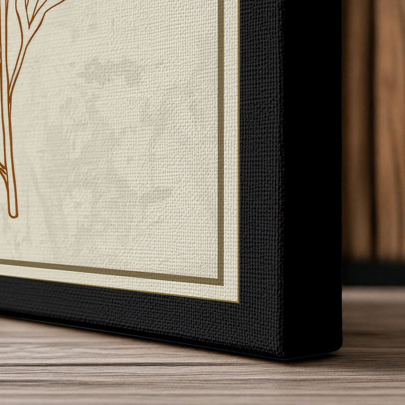 Study in Ochre Botanical - Wrapped Canvas, 18x12 - 45.7 x 30.5 cm, Black Border