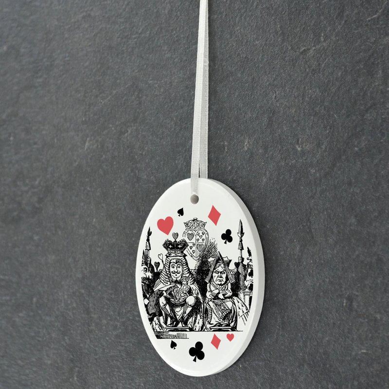King and Queen Alice In Wonderland Oval Shaped Ceramic Ornament Bauble