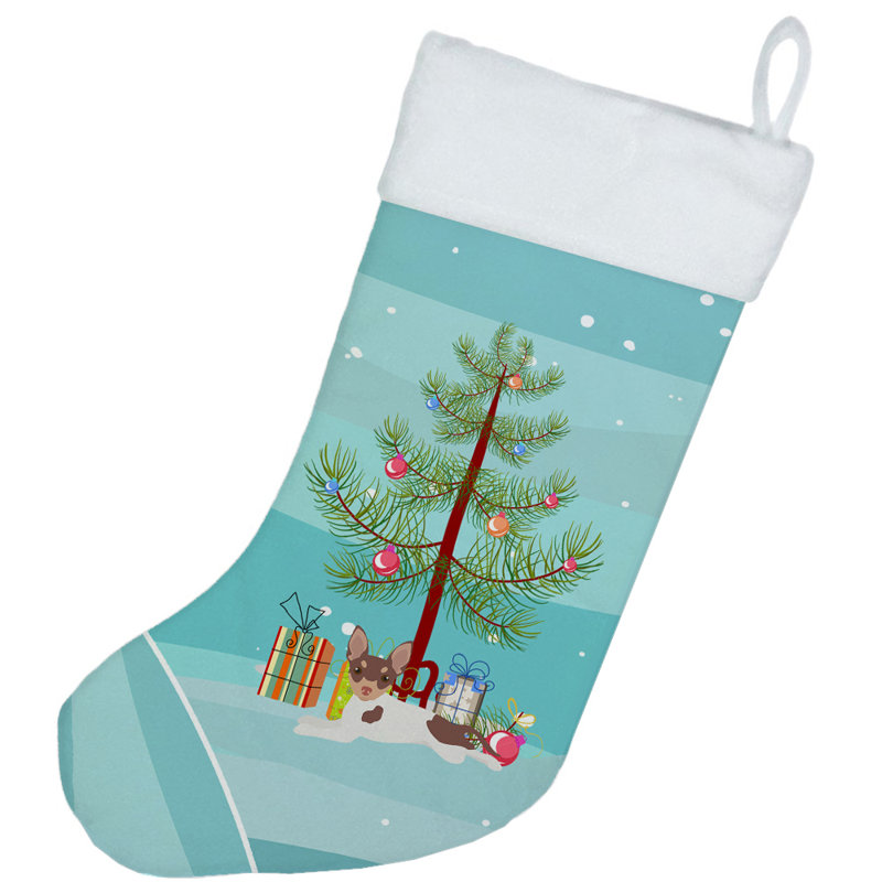 Chaussette de noël joyeux de noël, Fox terrier miniature blanc
