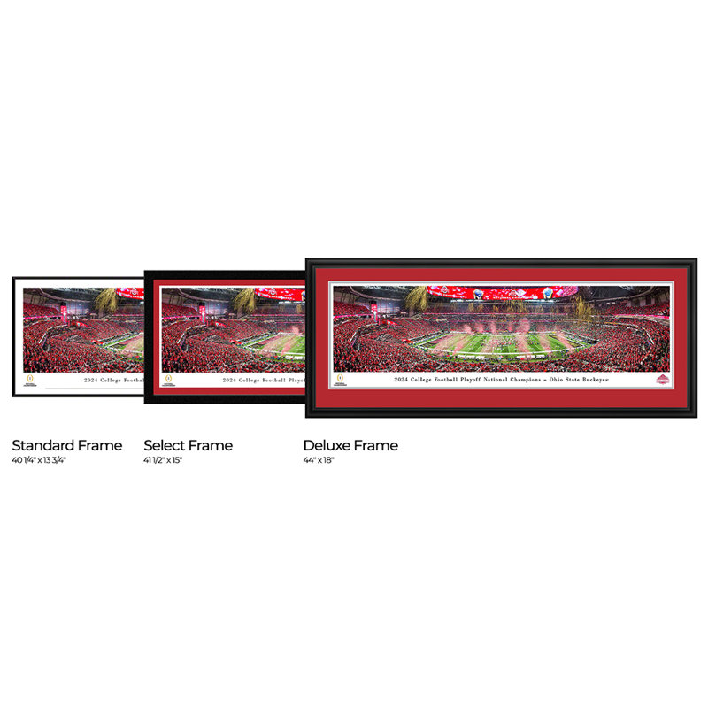2024 CFP National Champion, Ohio State, affiches et impressions encadrées, Cadre noir, Gris / rouge