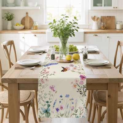 Décorations estivales - Chemin de table Daisy Eucalyptus à motif floral feuilles de lavande - Décorations printanières pour l'intérieur et l'extérieur | Nappe d'été