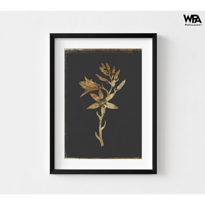 Impression de fleur dorée, impression de cadeau de pendaison de crémaillère encadrée, art mural grand noir et doré, art mural surdimensionné floral