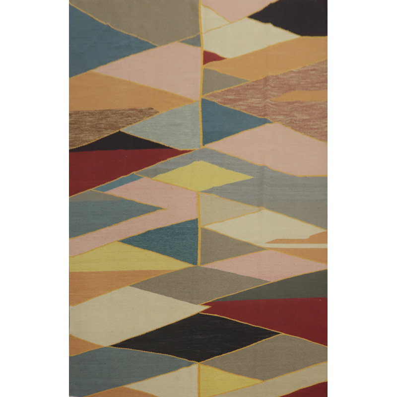 Tapis moderne kilim à teinture végétale 7 x 10