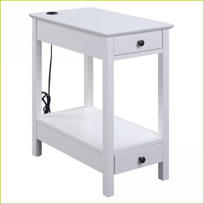 White Storage Coffee Table with USB Dock for Living Room – Charges Devices &amp; Organizes Essentials