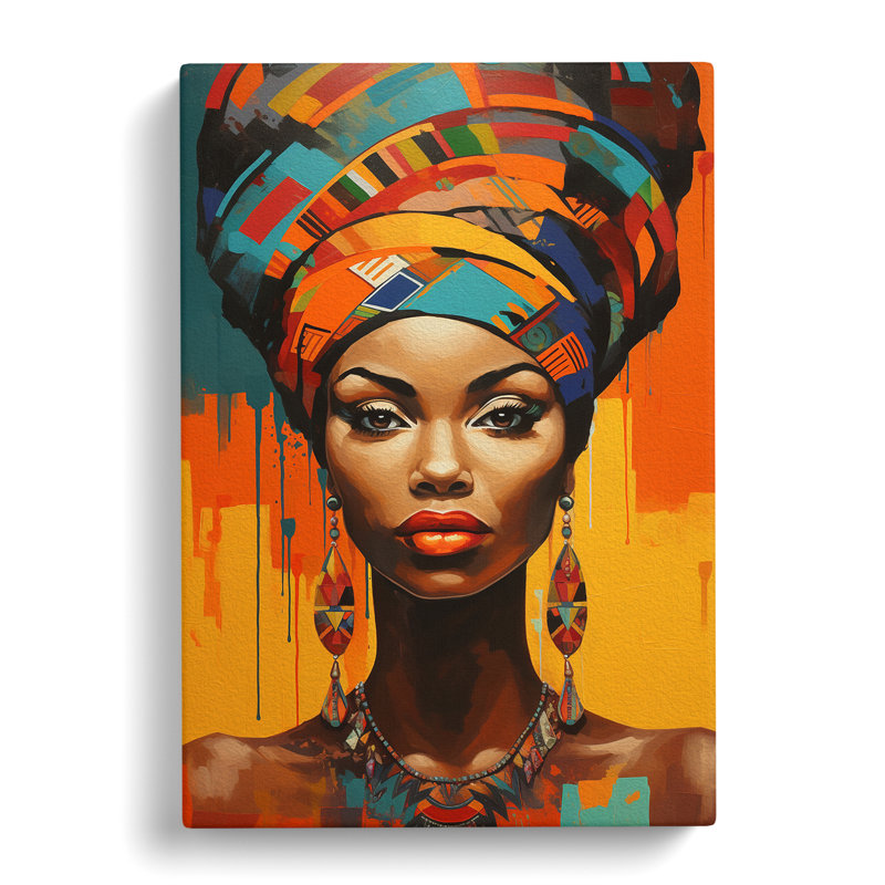 African Woman Modern Art - Wrapped Canvas, 76cm H x 50cm W x 3cm D