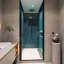 Porte de douche 1/4 "en verre trempé transparent - Noir mat pour salle de bain 36 000 fois ouverte et fermée-120954808