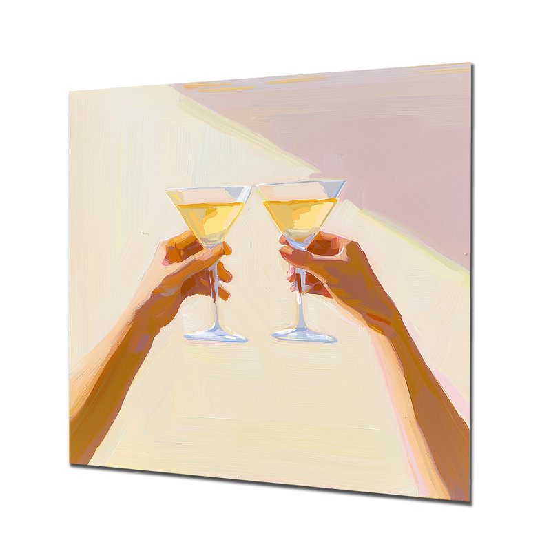Martini Cocktail Drink Friends III - Liquor, impression murale sur métal, H 16 po x l 16 po