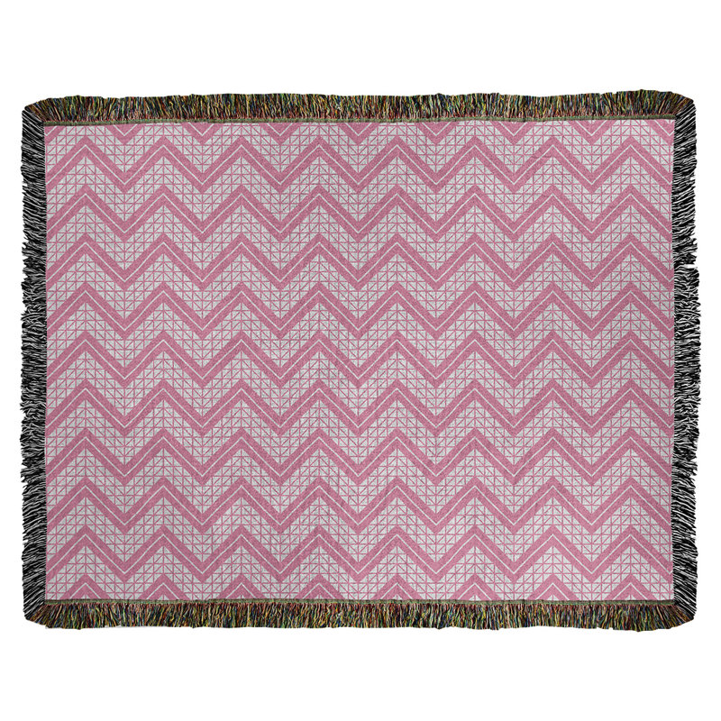 Couverture en coton tissé à la main Rhonda Cheval, l 50 po x L 60 po, Rose / blanc