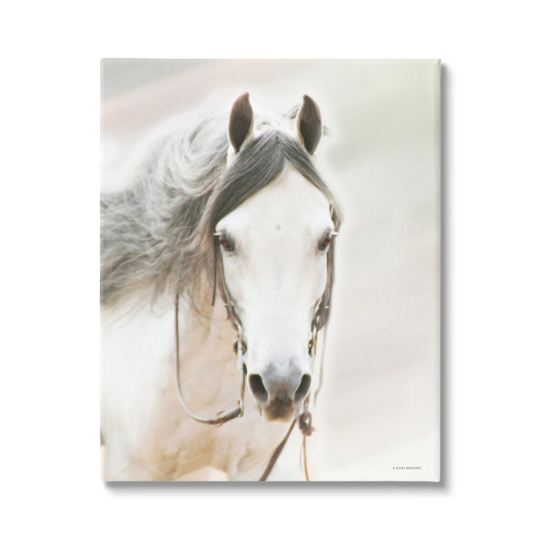 «White Horse Portrait on Canvas» par Kari Brooks, reproduction, H 40 po x l 30 po x P 1,5 po