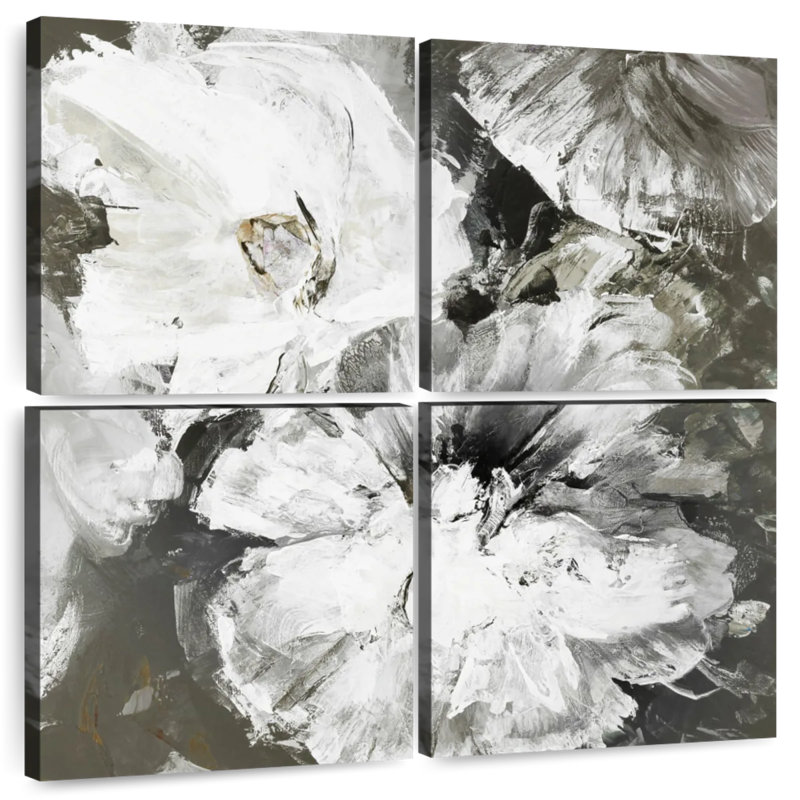 White And Gray Flowers, 32" H x 32" W
