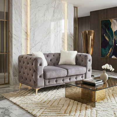 Causeuse Chesterfield en velours capitonné Modern