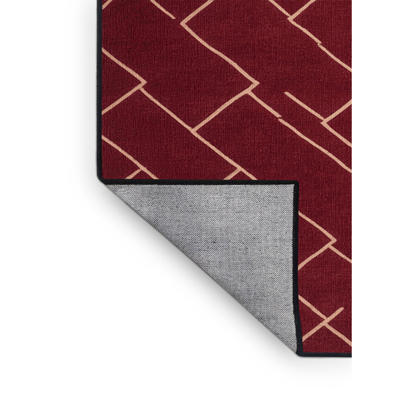 Machine Washable Trellis Red Area Rug