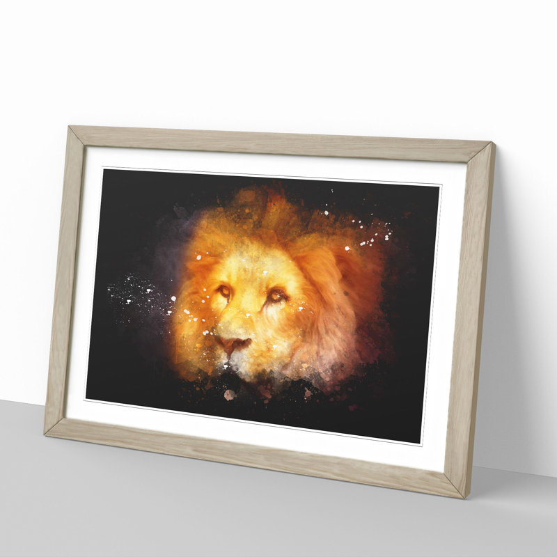 Lion Vol.4 - Picture Frame Graphic Art, Oak Framed, 27cm H x 36cm W x 2cm D
