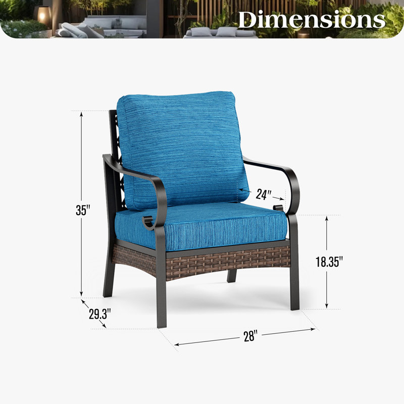 Méridienne d'extérieur en métal Hepatique, Peacock Blue Cushion/Black Frame