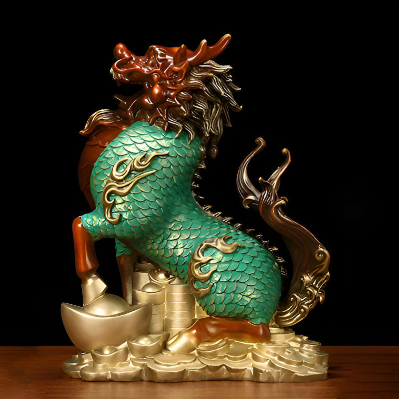 Statue Divine Kylin - Artisanat en laiton exquis pour la prospérité