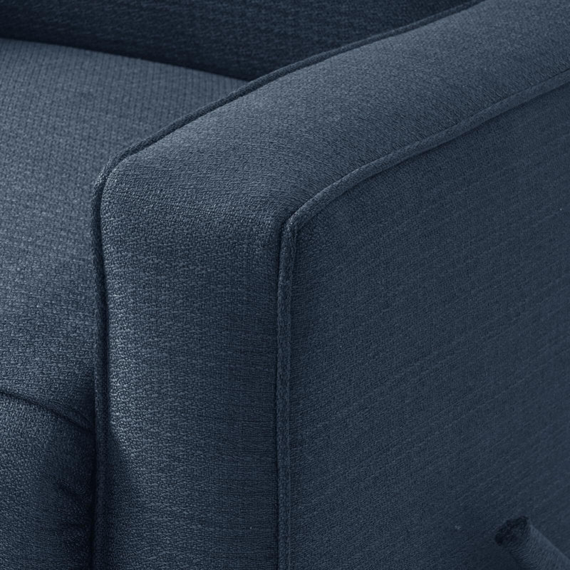 Upholstered Manual Swivel Rocker Recliner Chair, Large Glider Recliner, High Back, Deep Seat, Blue/Brown