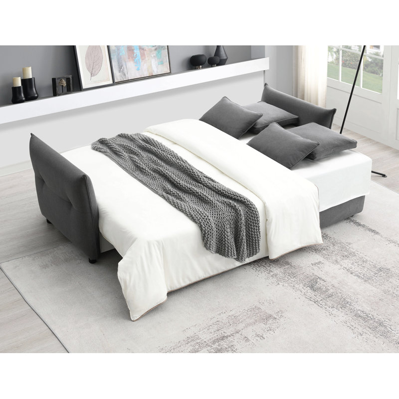 Lit gigogne en tissu avec rangement Irina, Gris