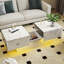 Table basse avec plateau coulissant, table centrale avec compartiment de rangement caché, table extensible pour le salon