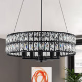 5 - Light Dimmable Modern Glam Crystal Drum Candle Style Chandelier