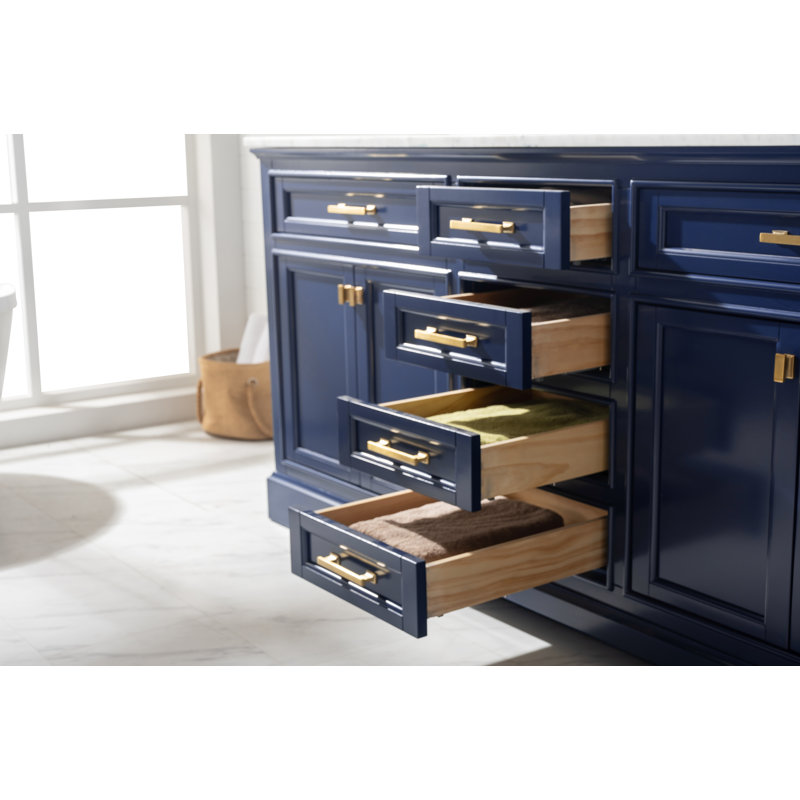 Ensemble de meuble-lavabo double 72 po Zoila, Bleu