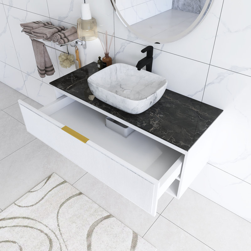 Meuble-lavabo mural 48 po en contreplaqué avec lavabo
