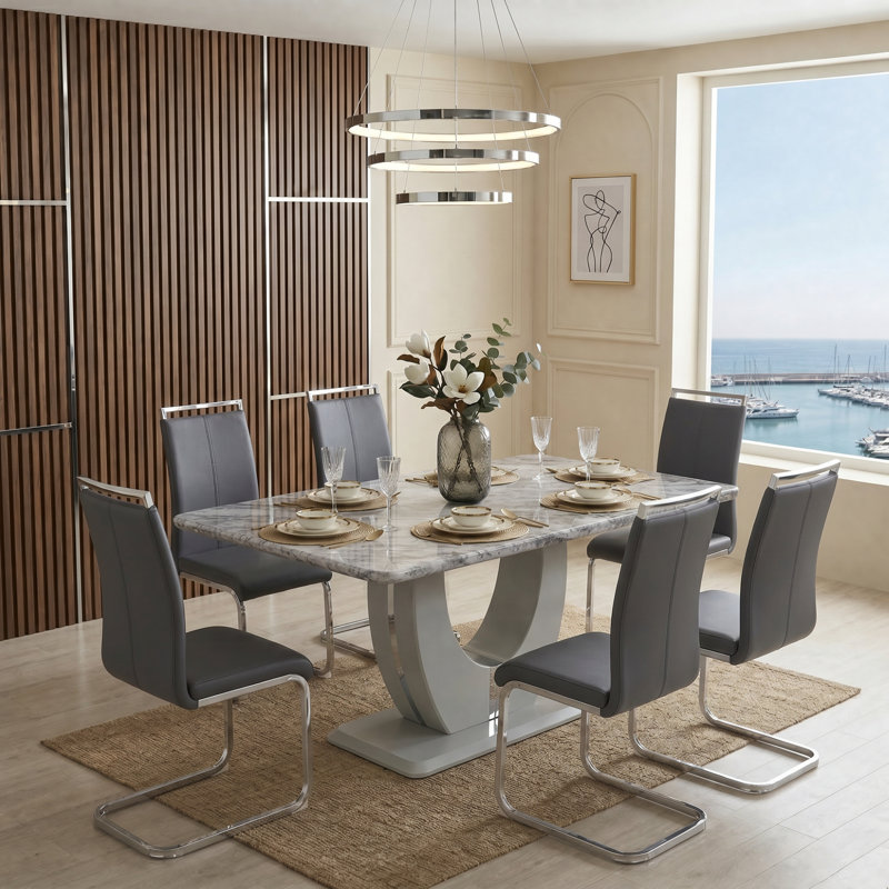 Ensemble de salle à manger 7 pièces Modern, Gris foncé, Gris