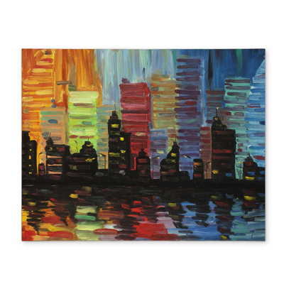 Colorful Cityscape Blue Cities Bedroom Polyester Placemat Decor