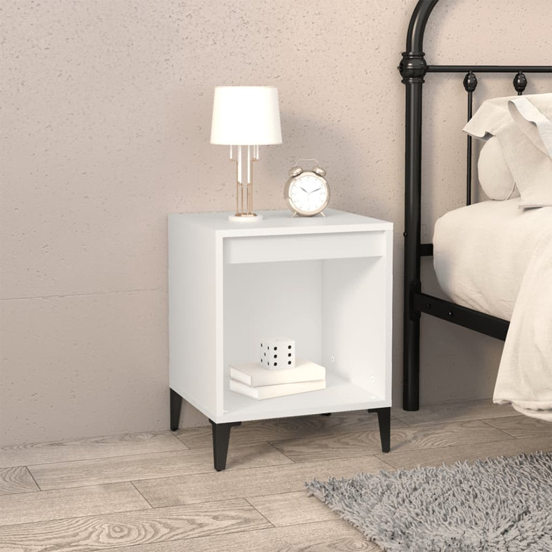 Jarik 40cm W Solid Wood Bedside Table, White, Set of 2